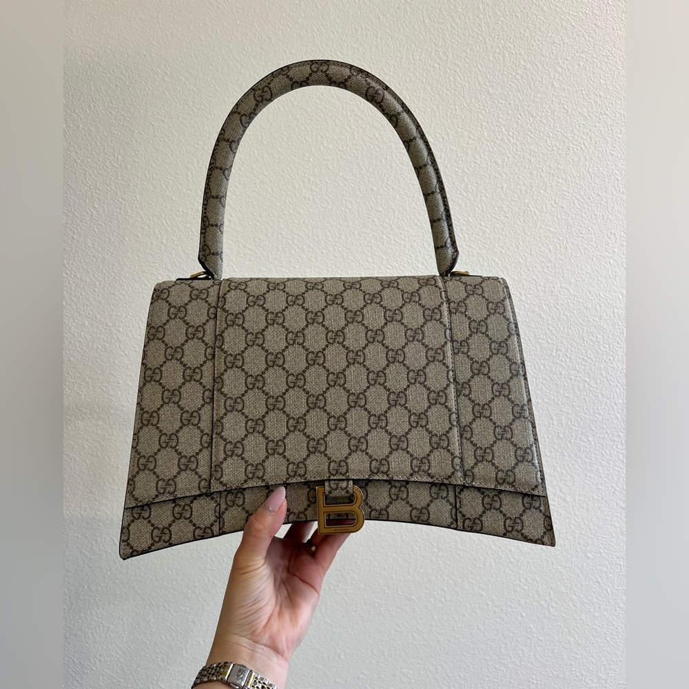 Gucci x Balenciaga The Hacker Project Hourglass Top Handle Bag GG Coated Canvas